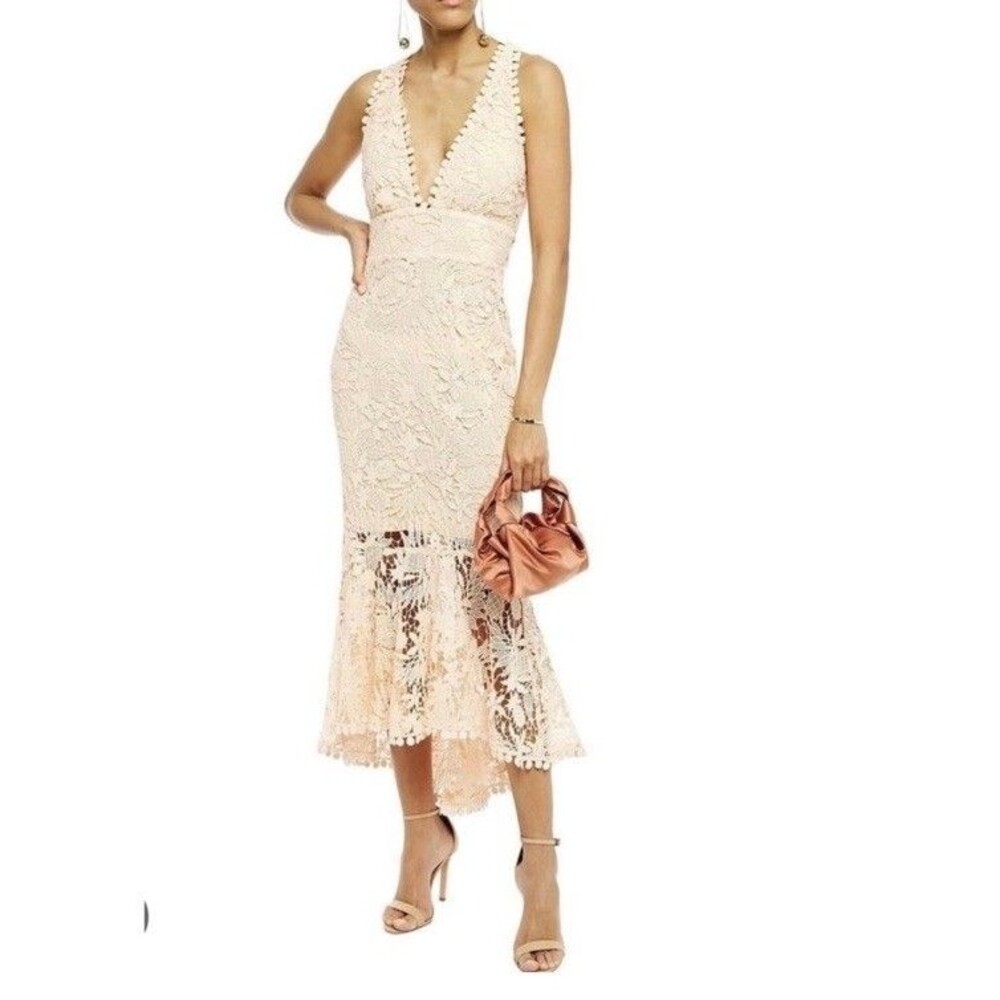 Maria Lucia Hohan Midori Dress Sz 10 Pineapple Lace Halter Midi NWT